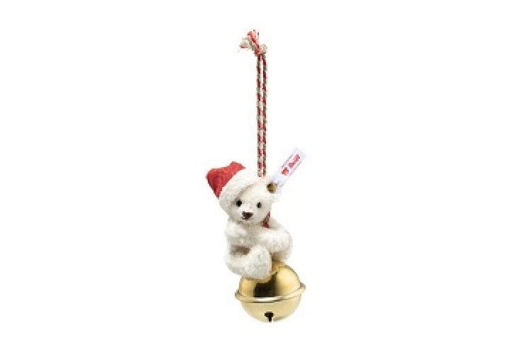 Steiff Teddy bear ornament on bell (008023) 10cm